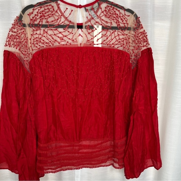 Anthropologie Leona textured red tunic blouse NWT - Picture 9 of 12